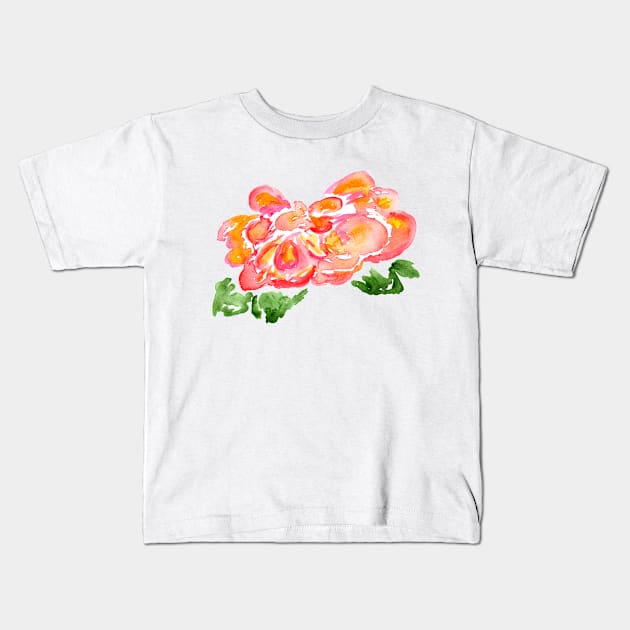 sunset peony Kids T-Shirt by thegirlaquatic